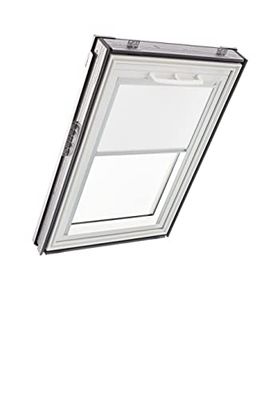 Store d'obscurcissement Roto ZRV Originale - Occultation Presque Totale - Rail de Guidage Argent - Fonctionnement Manuel - pour la Série Q - Taille 114/118 | 11/11 - Couleur du Tissu Blanc