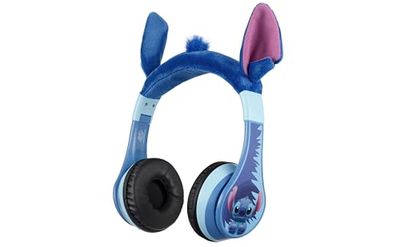 eKids Disney Stitch Casque Bluetooth sans Fil avec Microphone avec Cordon auxiliaire, Volume réduit pour Enfants, pour l'école, la Maison ou Les Voyages