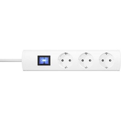Kopp UNOversal® Plus Extensão de 3 tomadas de 5 m com interruptor e grande distância I tomada roscada com proteção tátil I tomada múltipla interior I branco – 232702019