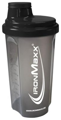 IronMaxx Night Black Eiwitshaker, 700 ml, eiwitshaker met draaisluiting, zeef en meetschaal, lekvrij, vaatwasmachinebestendig en vrij van weekmakers, BPA en DEHP