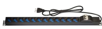 Extensão vertical com conector de 12 portas para armários Rack com interruptor magnetotérmico