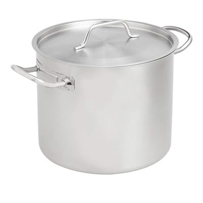 Amazon Basics Marmite avec couvercle Acier inoxydable avec revêtement aluminium 11.4 litres, Argenté (Anciennement marque AmazonCommercial)