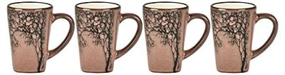 Villa Collection Hela - Juego de 4 tazas de café espresso, pequeñas tazas/cucharones para café espresso, con asa, de loza y cerámica, diam. 5,5 cm, altura 8 cm, 10 cl, rosa/rojo claro