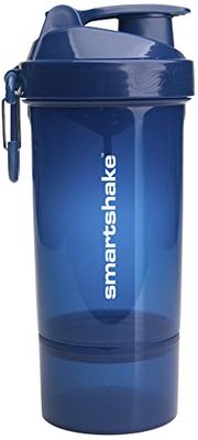 Smartshake Original2Go One Butelka do shakera proteinowego z przechowywaniem – 800 ml duże butelki na siłownię dla kobiet szczelna butelka na wodę do koktajli proteinowych (granatowa)