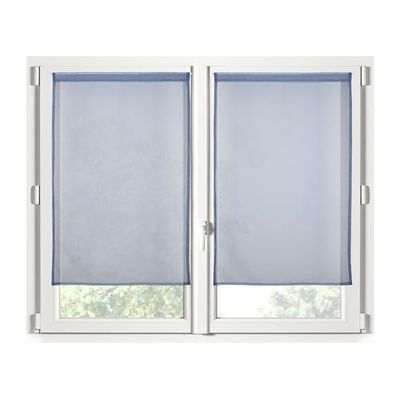STOF - Pair of Half Curtains - Size 70 x 200 cm - 100% Polyester - Denim Colour - Monna Model - Glazed - Privacy and Transparency - Plain