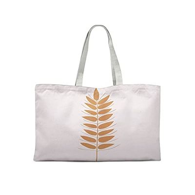 Bonamaison Printed Tote Bag, Reusable Grocery Bag, Shopping Bag, Machine Washable, Foldable, Canvas Cloth Bag with Handles, 47x42 Cm