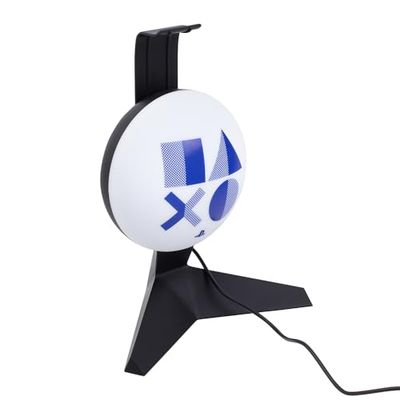 PlayStation Support casque lumineux Officiellement licencié, Porte-écouteurs pour setup de gamer, Cadeau pour gamers, Fonctionne à USB
