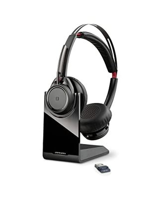 Poly Voyager Focus UC Wireless Headphones + Charging Station (Plantronics), Microphone with Noise Reduction, Active Noise Canceling (ANC), PC/Mac/Mobile Phone via Bluetooth - Teams, Zoom and More