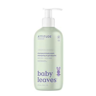 ATTITUDE 2in1 Hair Shampoo and Body Wash for Baby, Plant and Mineral-Based Gentle Formula, EWG Verified, Vegan Baby Products, Sweet Apple, 473 mL