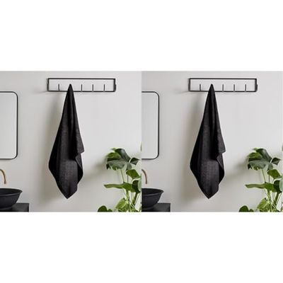 Catherine Lansfield Quick Dry Cotton Hand Towel Black (Pack of 2)