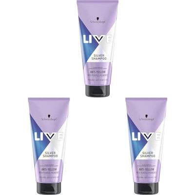 Schwarzkopf LIVE Purple Shampoo, Vegan, No Yellow, Purple Toning, Neutralising Shampoo for Brassy Blondes, 200ml (Pack of 3)