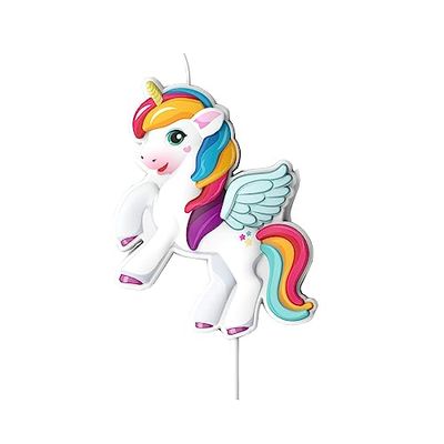 dekora - Candelinea di Compleanno tema Unicorno per Torta in 3D - 8 x 6,2 cm
