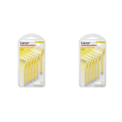 INTERPROXIMAL - Cepillo Interdental Angular Fino 6 Unidade, Mango Angulado, Máxima Eficacia, Filamentos Tynex, Cerdas Finas, Previene y Elimina la Placa Bacteriana, Cerdas Suaves (Paquete de 2)