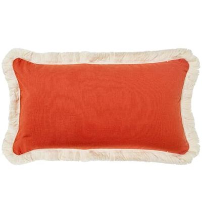 DRW Cuscino rettangolare in poliestere, cotone e lino con cerniera in arancione 50x10x30 cm