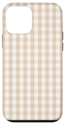 Cuadros a cuadros de cuadros de color pastel blanco y beige arena Carcasa para iPhone 12 mini