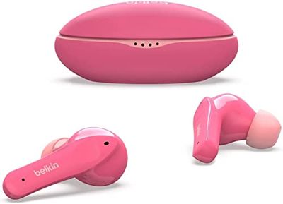 Belkin SOUNDFORM Nano Auricolari true wireless bambini,Max. 85 dB,Protezione udito,per didattica a distanza,IPX5, 24 ore di riproduzione, Per iPhone, Galaxy, Pixel, Rosa, 32, 55", 180°, PAC003btPK