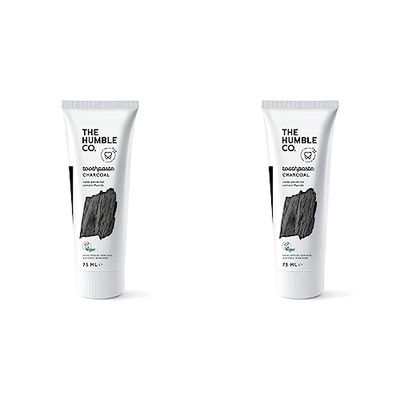The Humble Co. Natural Fluoride Toothpaste (1 x75ml) | Charcoal | Eco-Friendly, Vegan for Your Everyday Oral Care - Dentist Approved - Prevents Bad Breath, Caries, Plaque (Pack of 2)