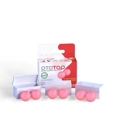 OTOTAP Tapones para los oídos de cera moldeables, aislantes, cómodos y reutilizables Especiales para natación, agua o ruidos fuertes. Con estuche de viaje. 6 unidades