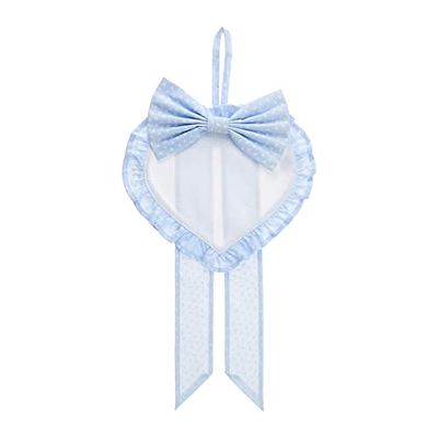 FILET - Lazo de Nacimiento Neonato en Forma de Corazon en Tela Aida para Bordar, Realizado en Algodón Impeso, Ideal para Colgar para Anunciar el Nacimiento de un Bebé, 100% Made in Italy, Color Azul