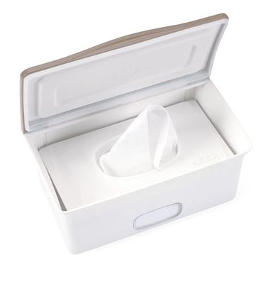 Ubbi Baby Wipes Dispenser with Weighted Plate and Secure Seal, Nursery and Baby Registry Essential to Keep Wipes Fresh, Taupe