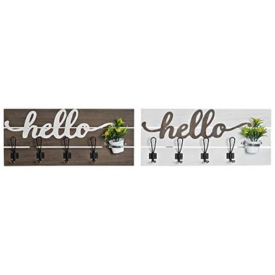 Porte-manteau mural DKD Home Decor Hello Bois Métal (2 pièces) (65 x 10 x 29 cm)