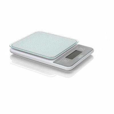 Electronic Bathroom Scale White with Blue and Grey Stripes Max Weight 150 kg