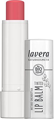 lavera Balsamo labbra colorato - Fresh Peach 01 - cosmetici naturali - Previene la secchezza delle labbra - Senza glutine, privo di siliconi - Vitamina E e burro di karitè biologico - 4,5g
