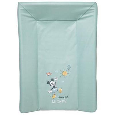 Babycalin - Matelas à langer bébé 50x70 cm Mickey Good Morning Disney Baby - Matelas à langer PVC avec appui-tête - Matelas à langer 50x70 Imperméable - Matelas à langer pour bébé 3 bords hauts