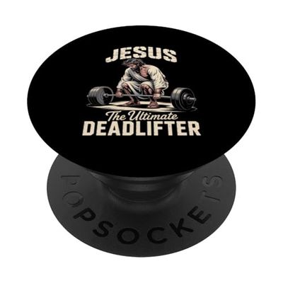 Jesus The Ultimate Deadlifter Gym Christian Athlete PopSockets Adhesive PopGrip