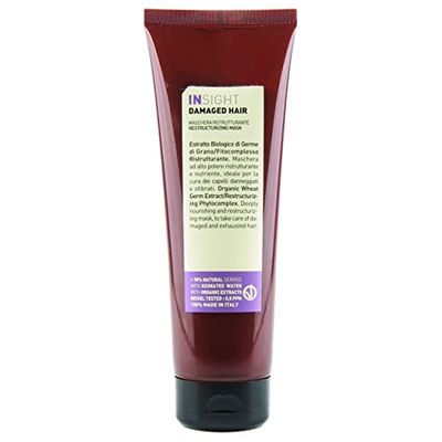 Insight Clean Beauty Masque restructurant pour cheveux abîmés, extrait de germe de blé bio, végétalien, 250 ml