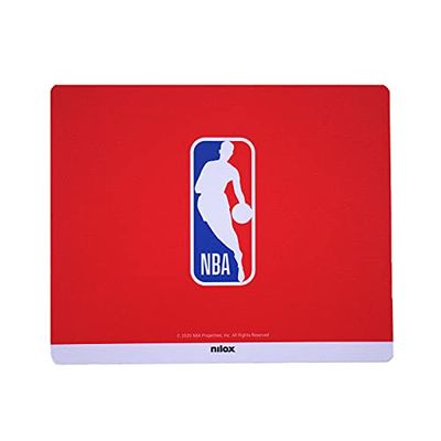 Nilox, Muismat NBA Red, muismat met antistatisch en antislip oppervlak, geschikt voor optische en lasermuizen, afmetingen 21 x 25,5 x 0,5 cm en gewicht 50 g.