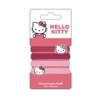 Hello Kitty Hair Elastic Ties – 4-Piece Set for Ponytails & Buns, Seamless, No Damage Bands Hair Accessories for Women & Girls, High Elasticity & Comfortable Hold for All Hair Types
