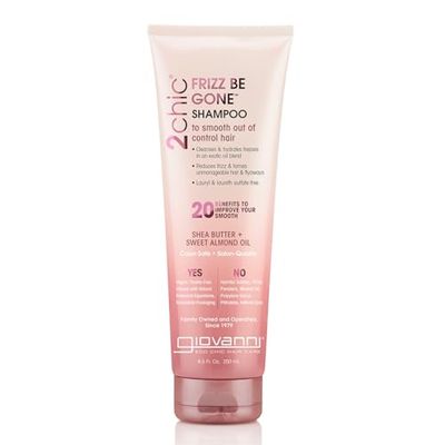 Giovanni 2Chic Frizz Be Gone Hair Shampoo - Dual Smoothing Complex Frizz Shampoo with Organic Essential Oils and Shea Butter - Frizzy Hair Products - Hair Products, Hair Care - 250ml