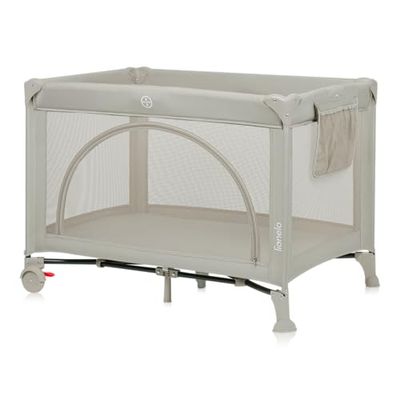 LIONELO LAURA 2in1 Reisbed en Babybox - tot 15 kg, vanaf 0-36 Maanden - 2 Hoogtes - Opvouwbaar - Compact en Lichtgewicht - Zij-ingang met Rits - T25 Schuimmatras - Wielen met Rem - Organizer, Draagtas