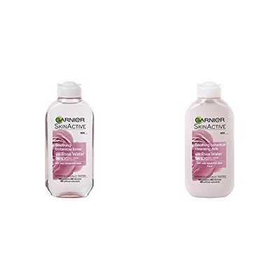 Garnier Natural Rose Water Cleansing Milk and Toner Sensitive Skin, 200 ml
