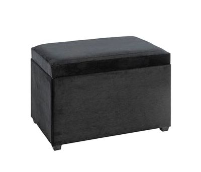 HAKU Mobel Storage Bench Black, Mdf, Textile Fabric Corduroy - Size: W 58 cm X H 42 cm X D 39 cm, Style: Modern