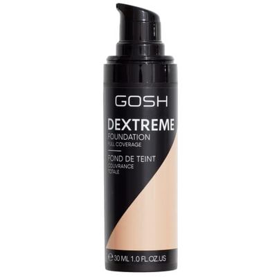 GOSH Dextreme Full Coverage Foundation 30ml I liquid, moisturising make-up for a flawless complexion I vegan face make-up with high coverage I cover pimples and dark circles I 002 Ivory
