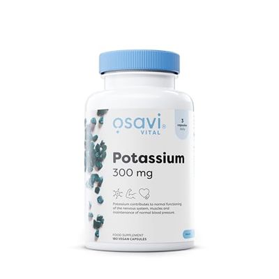 Osavi Potassium 300mg – 180 Vegan Capsules | Highly Absorbable Potassium Citrate for Nervous System, Muscle Function, and Blood Pressure Support | Clean Label, Vegan Friendly