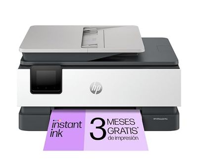 HP OfficeJet Pro 8122e, Impresora multifunción profesional de tinta A4 a color, Copia, Escáner, Mobile Fax, Wi-Fi, Impresión a doble cara automática, 3 meses de impresión Instant Ink con HP+, Gris