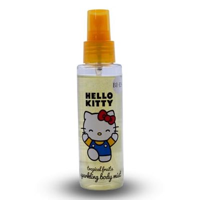 Hello Kitty Shimmering Body Mist – Tropical Fruity Perfume Spray for Kids & Adults, Hydrating & Refreshing with Vitamin E & Sunflower Oil, Lightweight, Non-Sticky, Long-Lasting Fragrance - 100ml