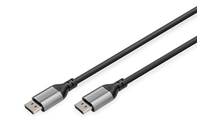 DIGITUS 8K/60Hz Câble de connexion Displayport - DP à DP - Displayport 1.4 - 4k/144Hz - 2 m - boîtier aluminium - Compatible avec moniteur, carte graphique de jeu - Noir