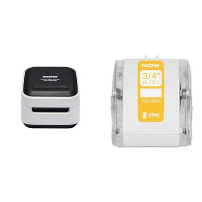 Brother VC-500W - Imprimante d'étiquettes Couleur - Wi-Fi - Modèle Compact - Rubans jusqu’à 50 mm de Large + Ruban d'étiquettes Original - 19 mm de Large