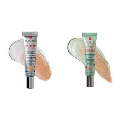 Erborian - Set of 2 products: 1 CC Red Correct Tinted Anti-Redness Cream-Green+1 CC Cream with Centella Asiatica-Clear-Korean Cosmetics