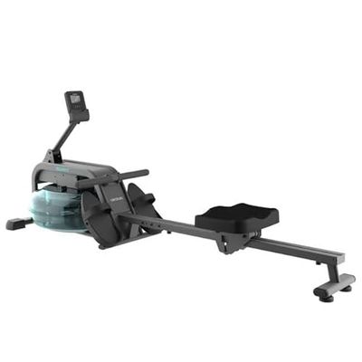 Cecotec Máquina de Remo de Agua Drumfit Rower 10000 Neptuno. Tanque de Agua 13 litros de Capacidad, Sillín Ajustable, Peso Máximo de 135 Kg, Pantalla LCD. Soporte para Dispositivos.