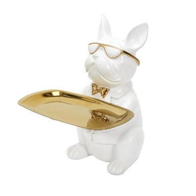 CED skulptur deco bulldog tom vit ficka 21 cm, plast