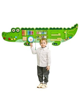 VEVOR Krokodil-activiteitsplaten, 9 activiteiten, sensorisch wandspeelgoed voor kinderen, Montessori leeractiviteiten, speelkamer, kleuterschool, 1590 mm