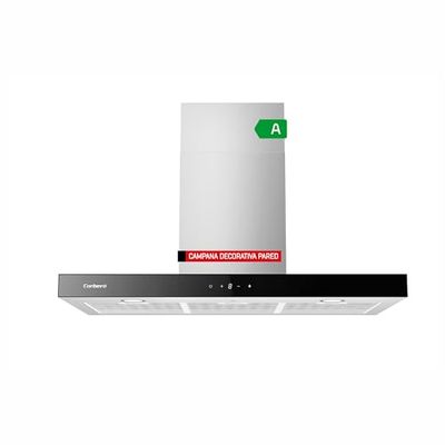 Corberó - Campana Decorativa Horizontal | NANGA975XB | Negro | 90 cm, Caudal 750 m3/h, 230W, 3 Velocidades, Filtro Aluminio 3 Capas, Filtro Carbón, Eficiencia Energética A