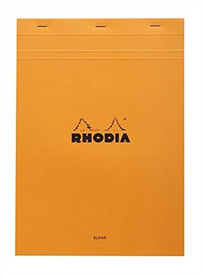 RHODIA 18000C – Bloc de notas A4 – 80 hojas desmontables – Papel Clairefontaine liso blanco 80 g/m – Cubierta de tarjeta revestida suave, resistente e impermeable – Basics