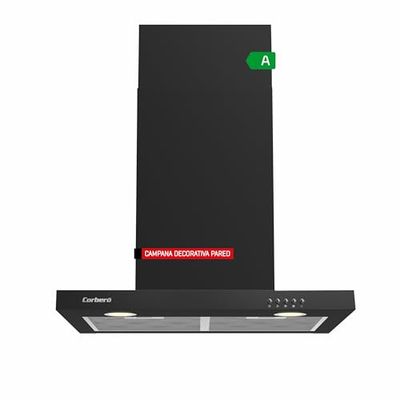 Corberó - Hotte décorative horizontale 60 cm | VOSTOK660B | 647,7 m3/h Débit | 165 W | 3 vitesses | 2 filtres en aluminium et charbon | Efficacité énergétique A, noir