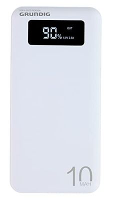 Grundig Powerbank – mobiltelefon laddare – 10 000 mAh – 2 x USB – LED-skärm – med USB-kabel
